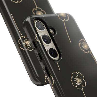 Black Tough Phone Case for Samsung - Obsidian Sand Petals