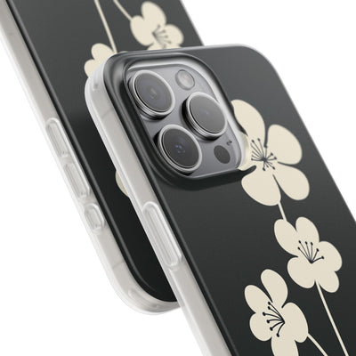 Black Lite Phone Case for iPhone - Obsidian Cream Bloom