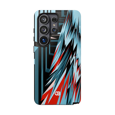 Blue Tough Phone Case for Samsung - Glitch Peak Cyan