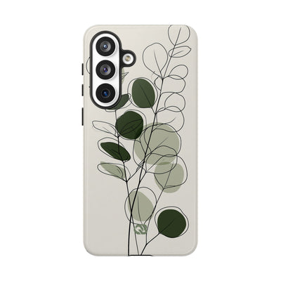 Green Tough Phone Case for Samsung - Muted Eucalyptus Sketch