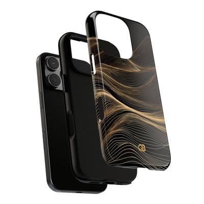 Black Tough Phone Case for iPhone - Copper Topo Ridge
