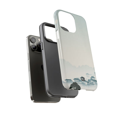 Blue Tough Phone Case for iPhone - Mist Valley Pagoda
