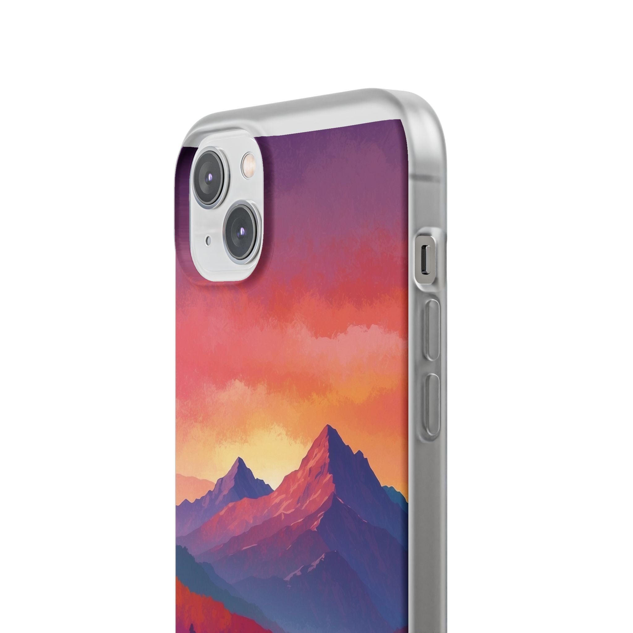 Crimson Mountain Dusk · Soft Custodia per iPhone