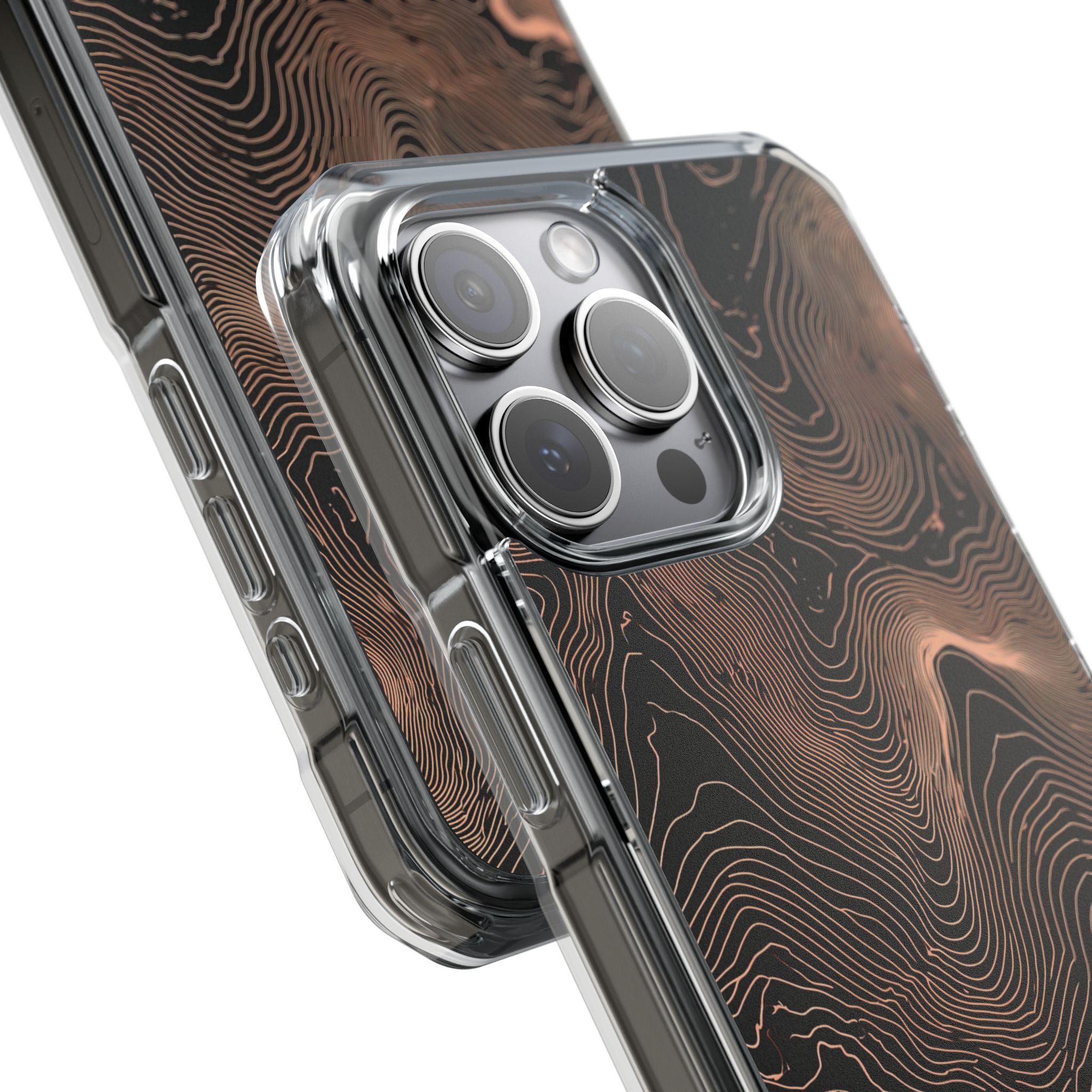 Orange Impact MagSafe Phone Case for iPhone - Salmon Ridge Topo