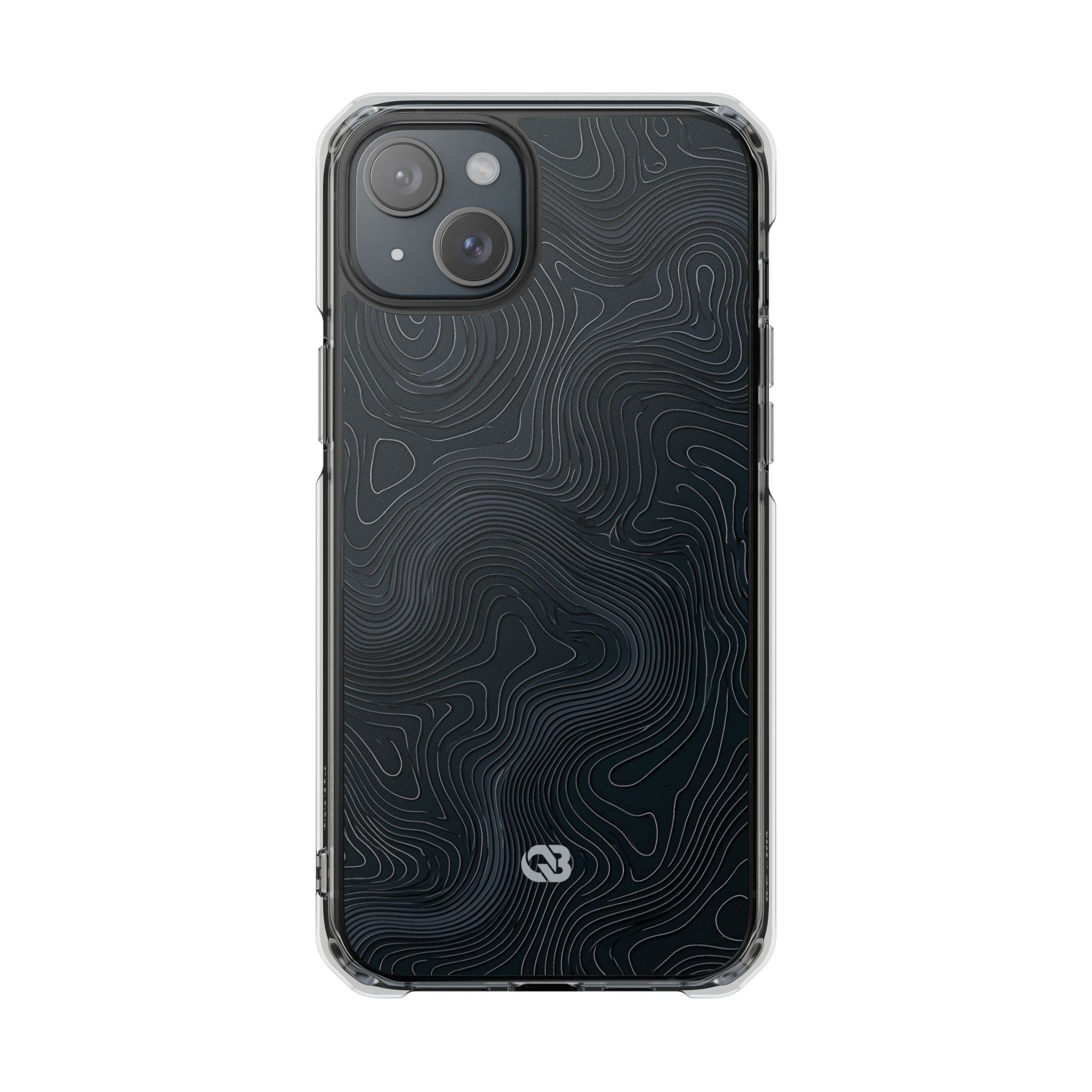 Black Impact MagSafe Phone Case for iPhone - Obsidian Ridge Topo