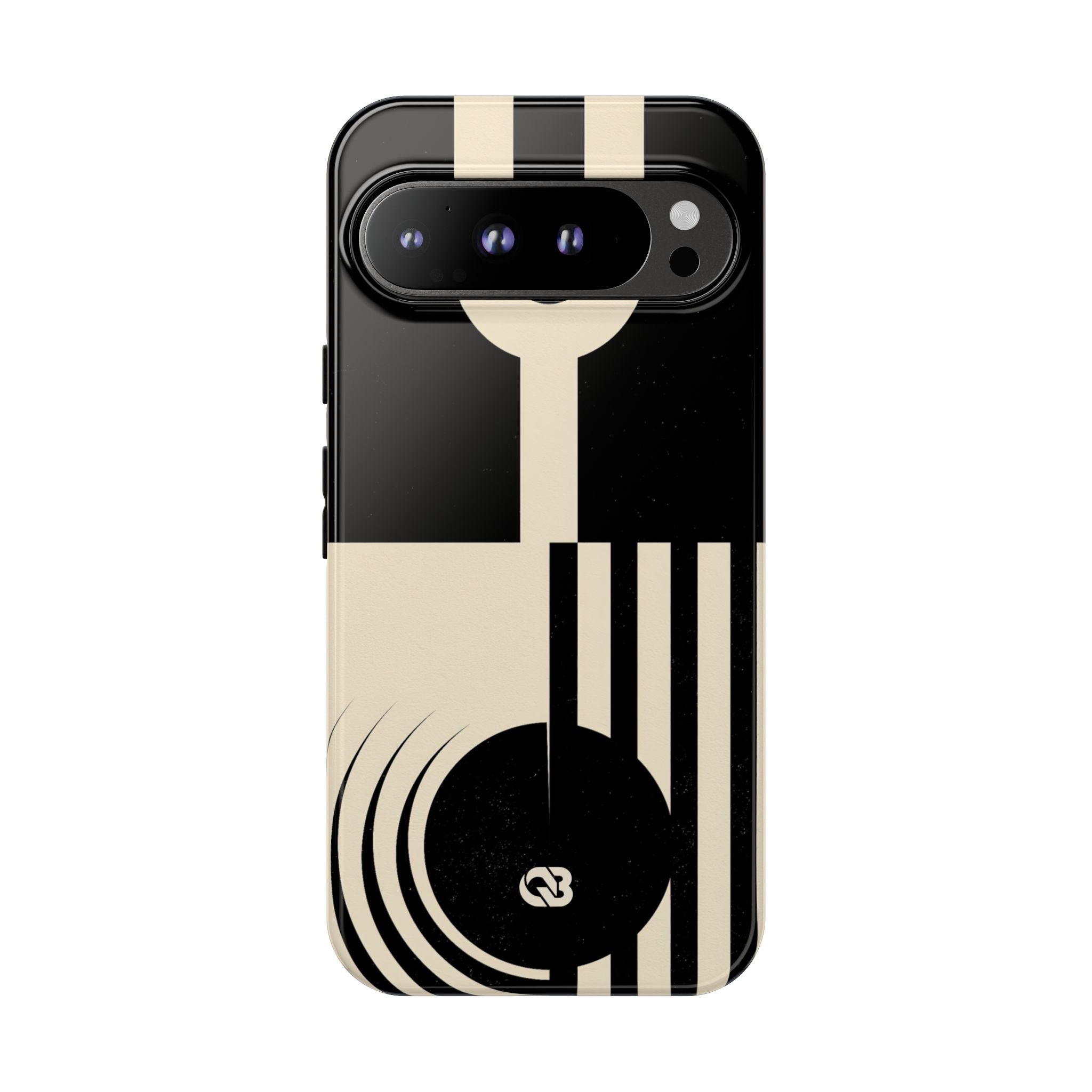 Black Tough Phone Case for Google Pixel - Ivory Signal Grid