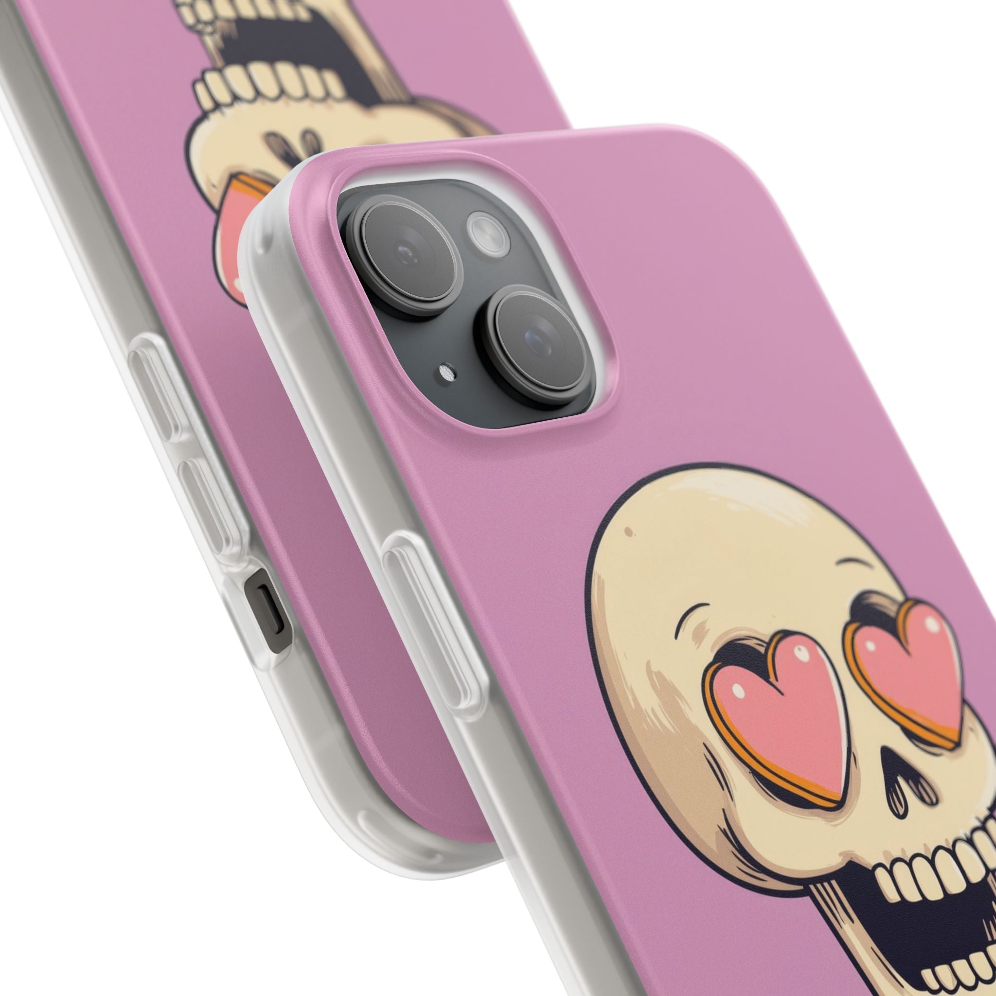 Heart Eyed Skull iPhone 15 Plus Case - Soft