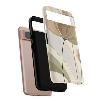 Beige Tough Phone Case for Google Pixel - Muted Ochre Petals