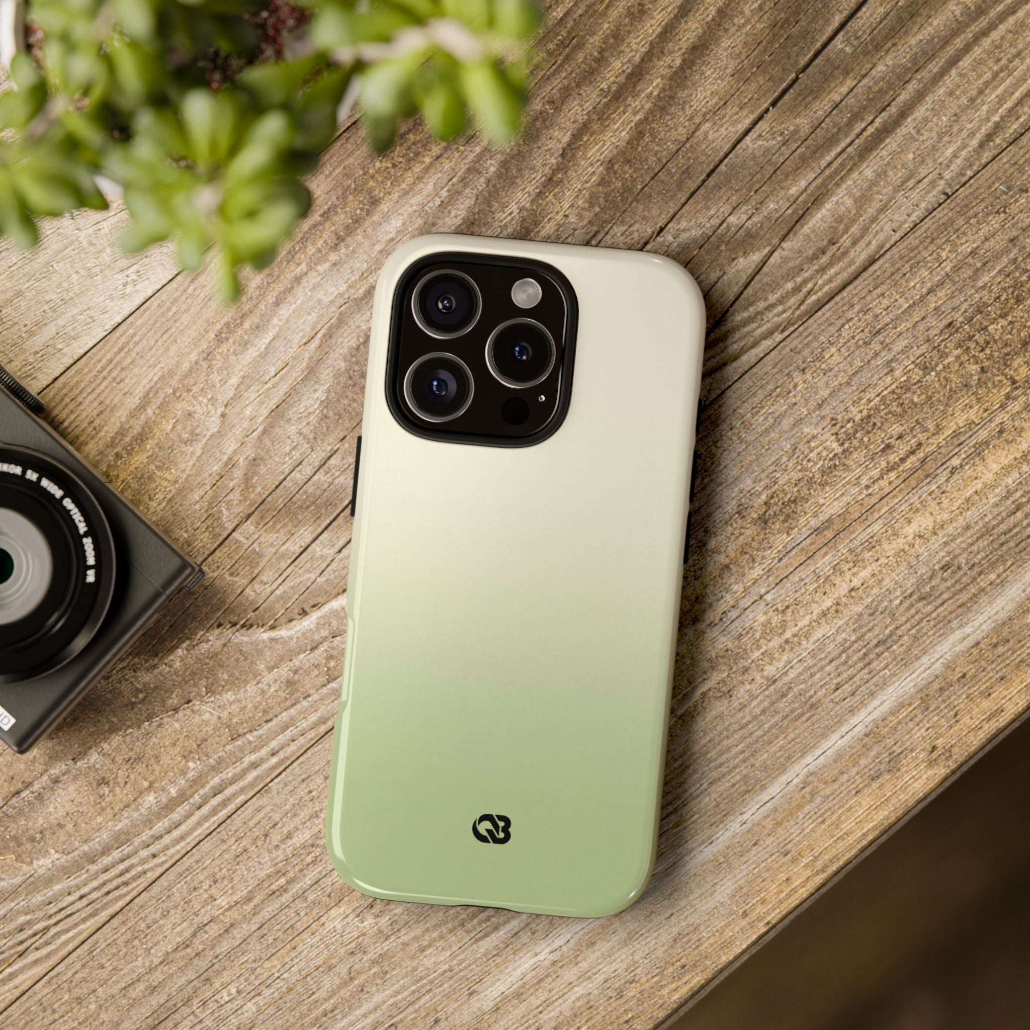 Green Tough Phone Case for iPhone - Bone Sage Fade