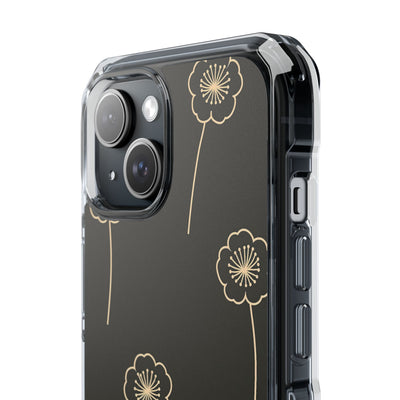 Black Impact MagSafe Phone Case for iPhone - Obsidian Sand Petals