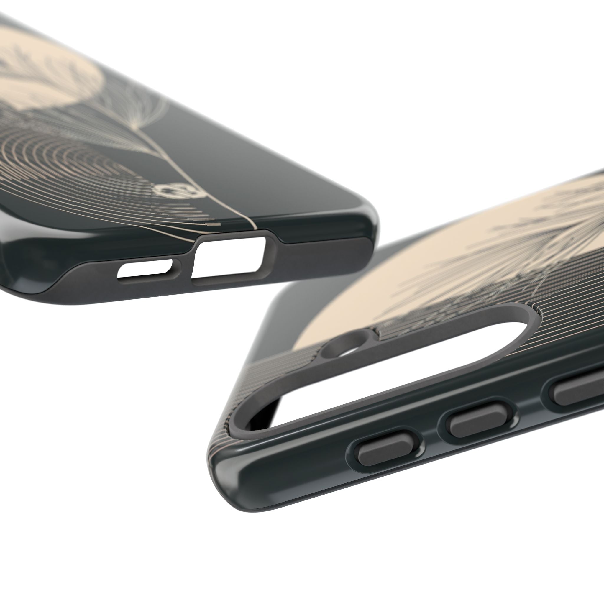 Black Tough Phone Case for Samsung - Obsidian Sand Willow