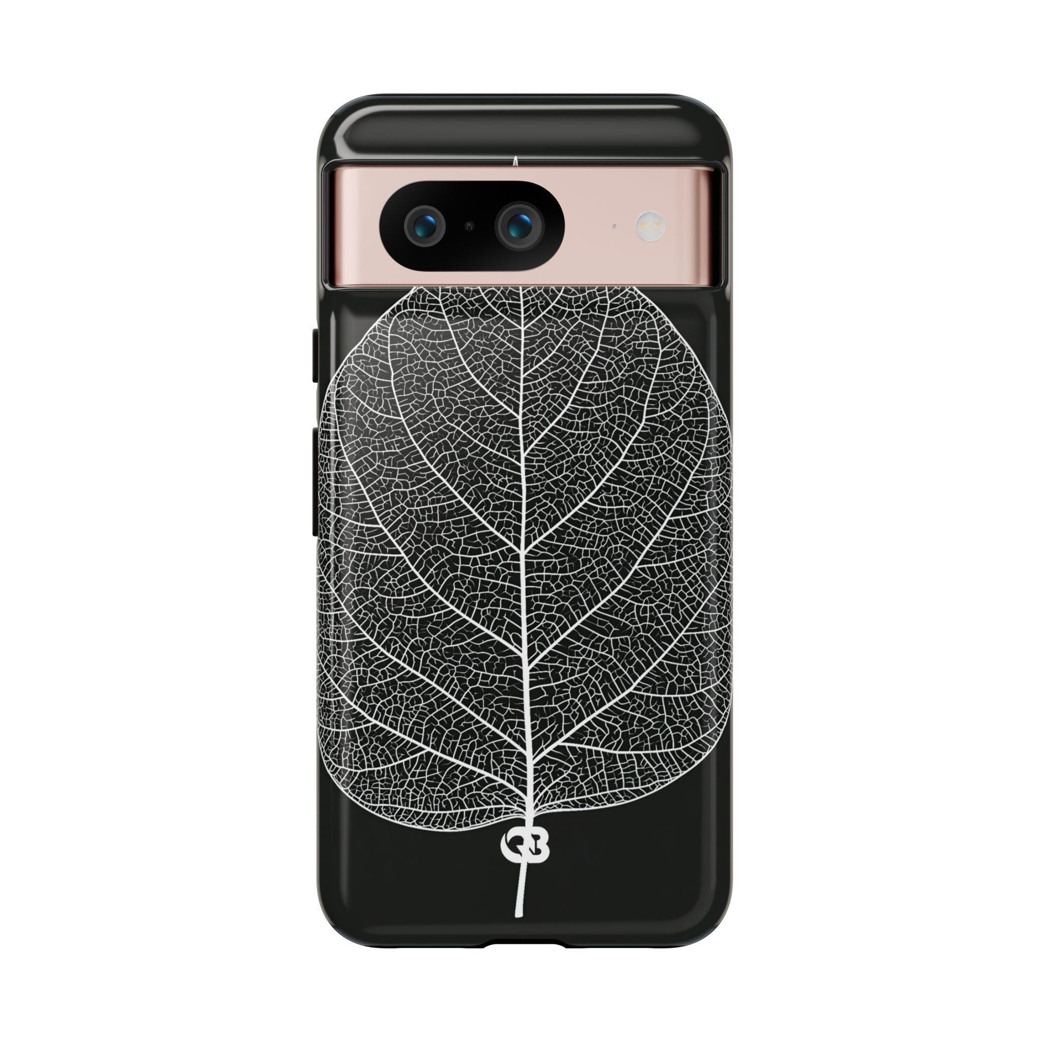 Black Tough Phone Case for Google Pixel - Bleached Leaf Lattice