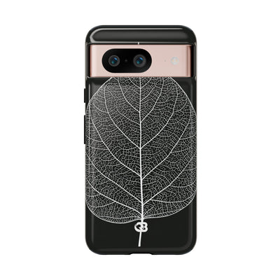Black Tough Phone Case for Google Pixel - Bleached Leaf Lattice
