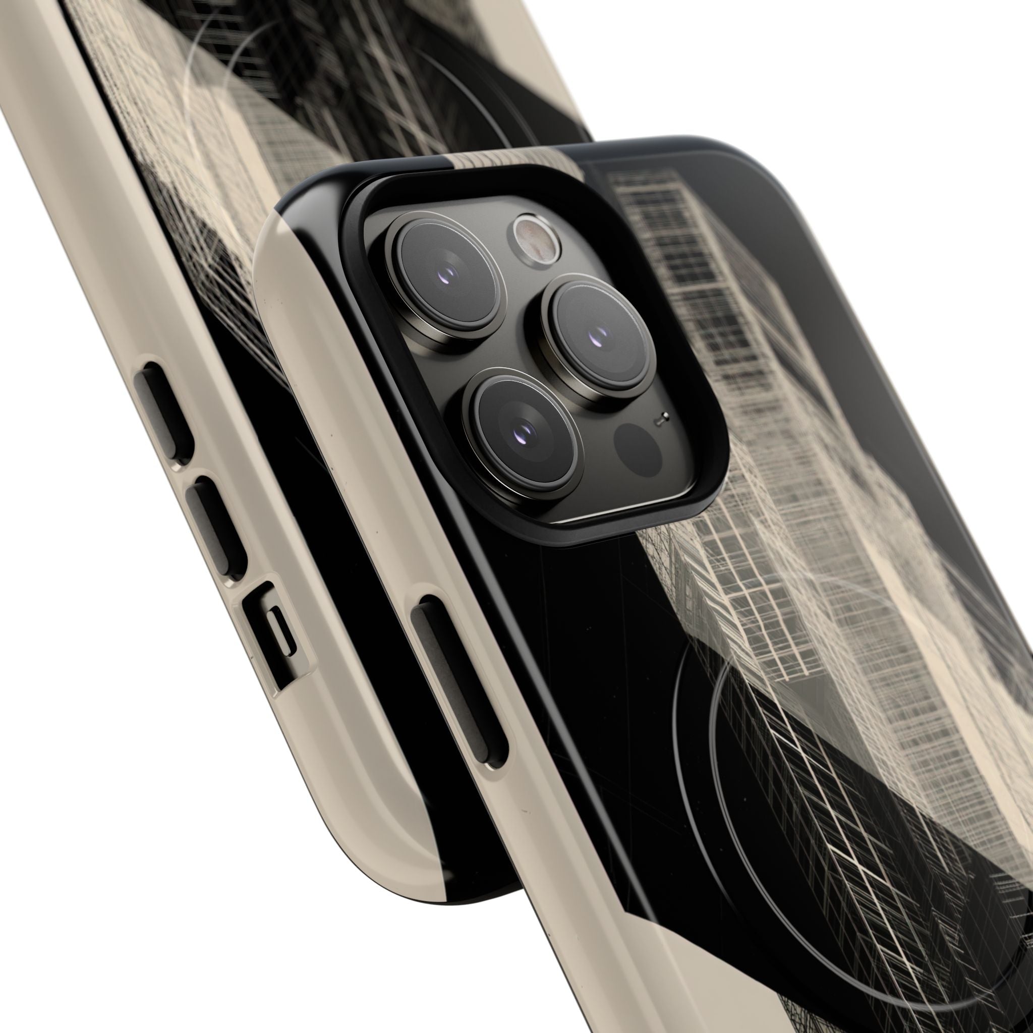 Beige Tough 2.0 Magsafe Phone Case for iPhone - Monolith Urban Grid