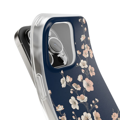 Blue Lite Phone Case for iPhone - Midnight Peach Sakura