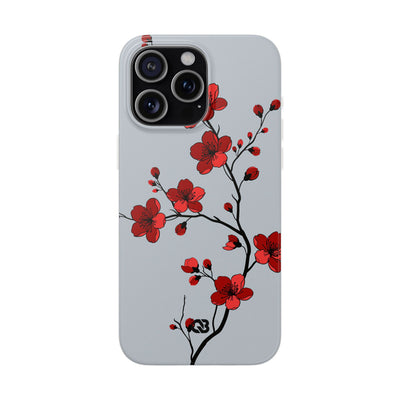 Grey Lite Phone Case for iPhone - Crimson Blossom Onyx