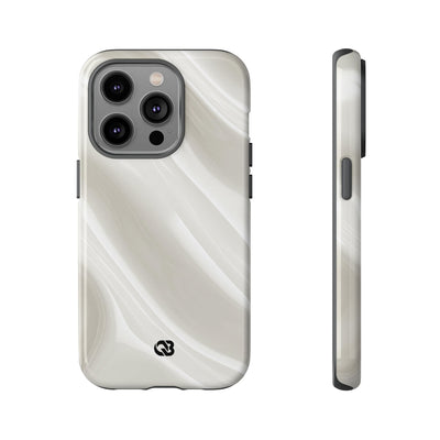 White Tough Phone Case for iPhone - Polished Ivory Wave