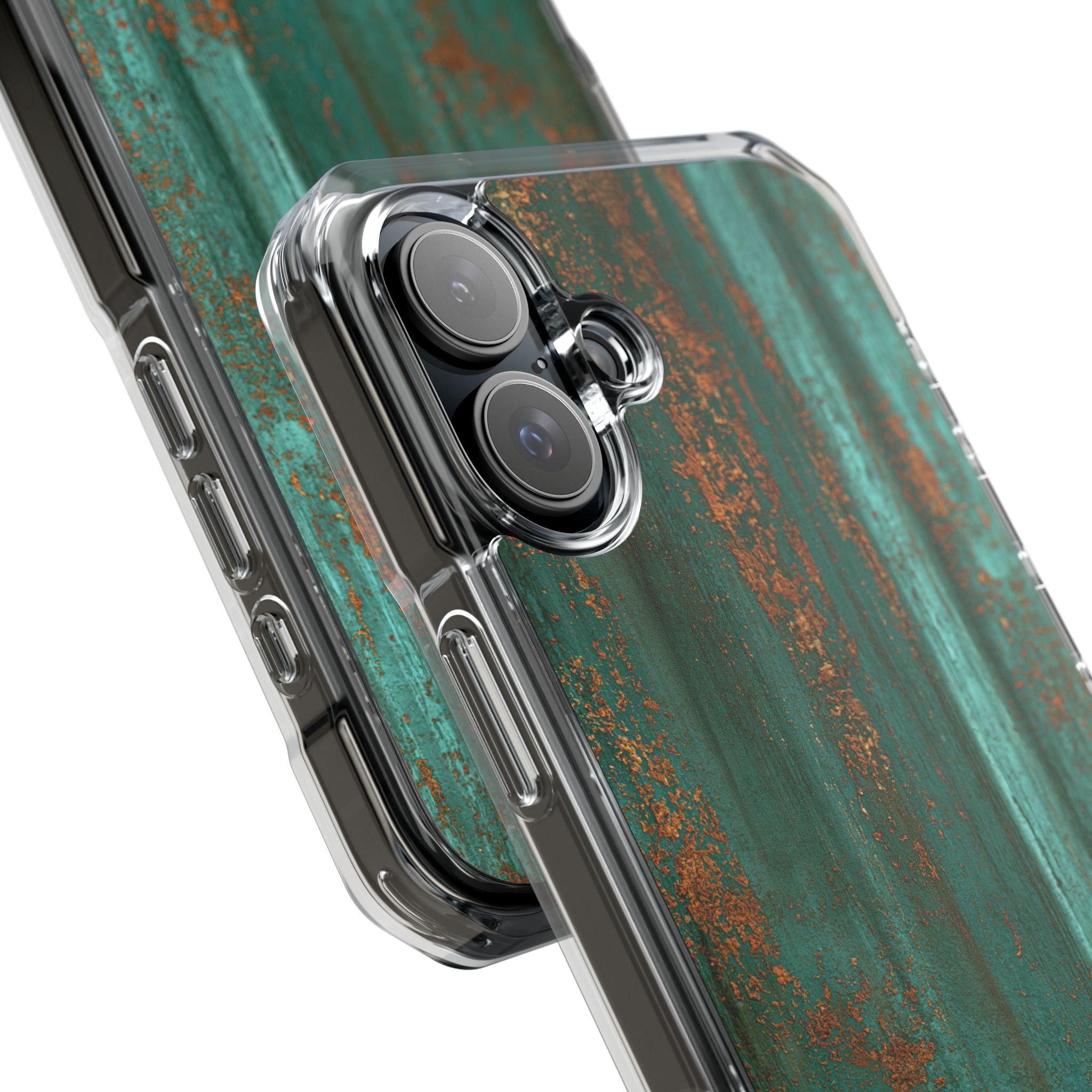 Teal Impact MagSafe Phone Case for iPhone - Verdigris Copper Siding