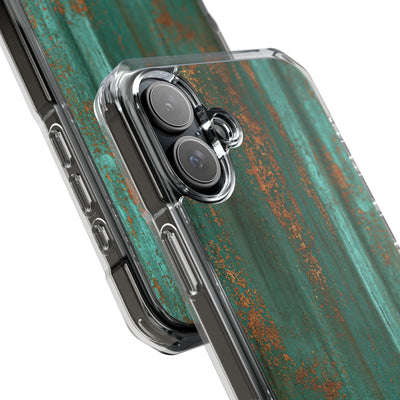 Teal Impact MagSafe Phone Case for iPhone - Verdigris Copper Siding
