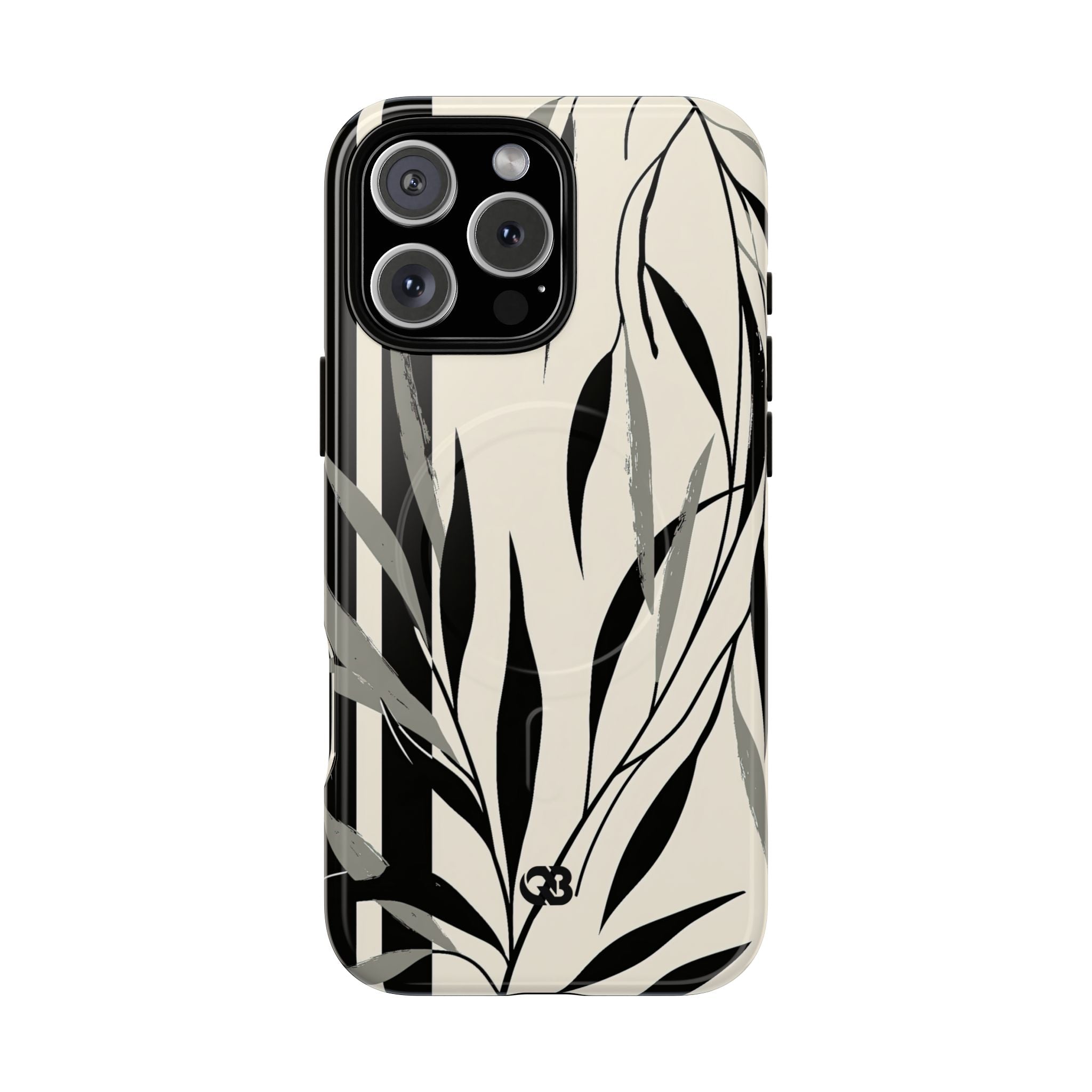 Beige Tough 2.0 Magsafe Phone Case for iPhone - Soot Leaf Sketch