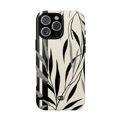 Beige Tough 2.0 Magsafe Phone Case for iPhone - Soot Leaf Sketch