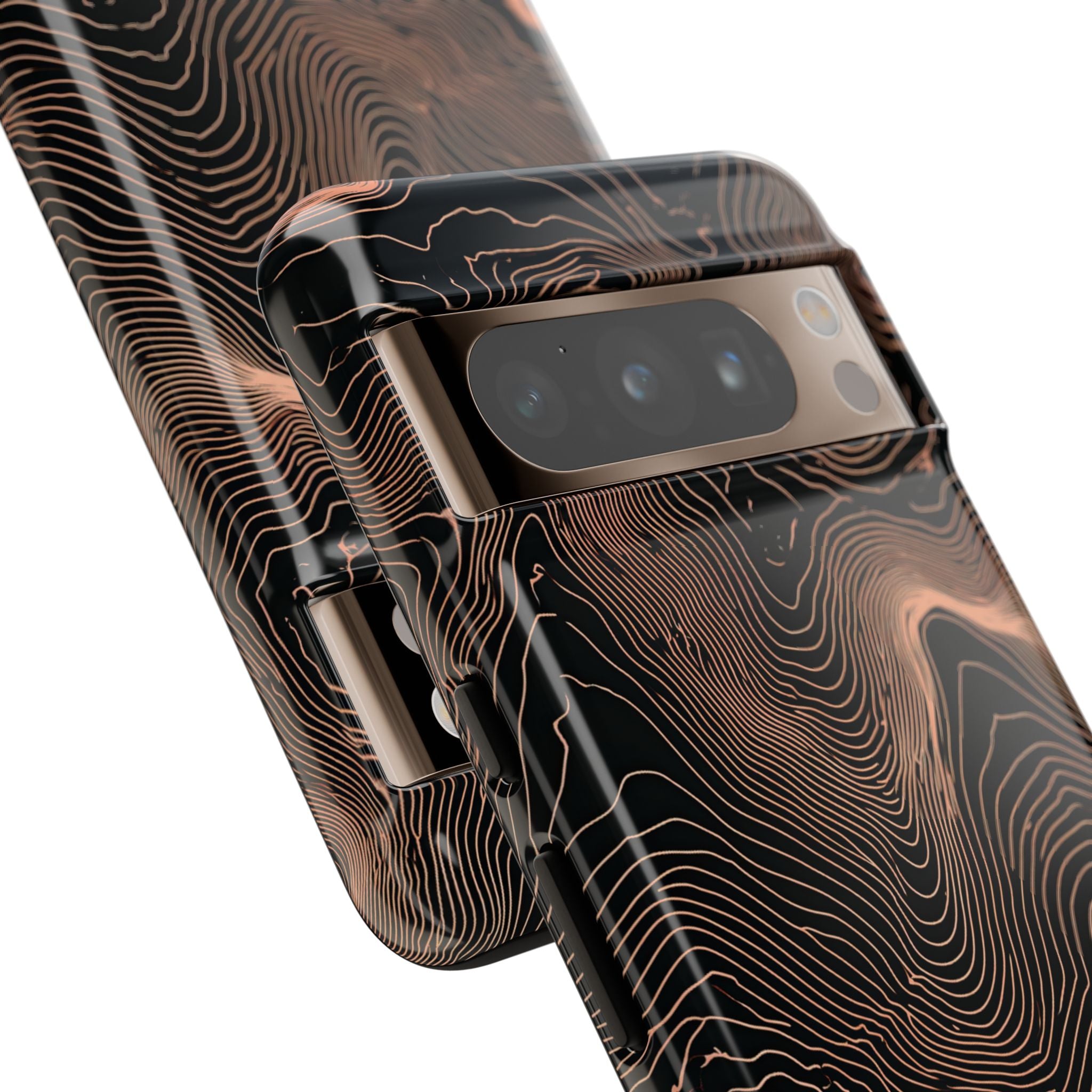 Orange Tough Phone Case for Google Pixel - Salmon Ridge Topo