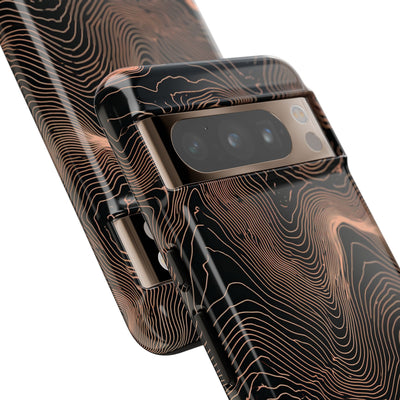 Orange Tough Phone Case for Google Pixel - Salmon Ridge Topo