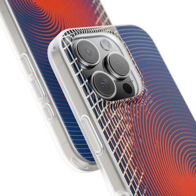 Blue Lite Phone Case for iPhone - Orange Orbit Grid