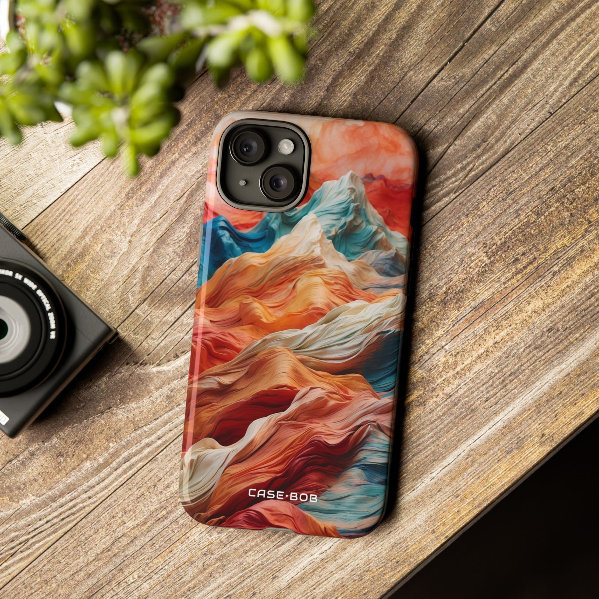 Fabric Peaks Cream iPhone 15 Plus Case - Tough