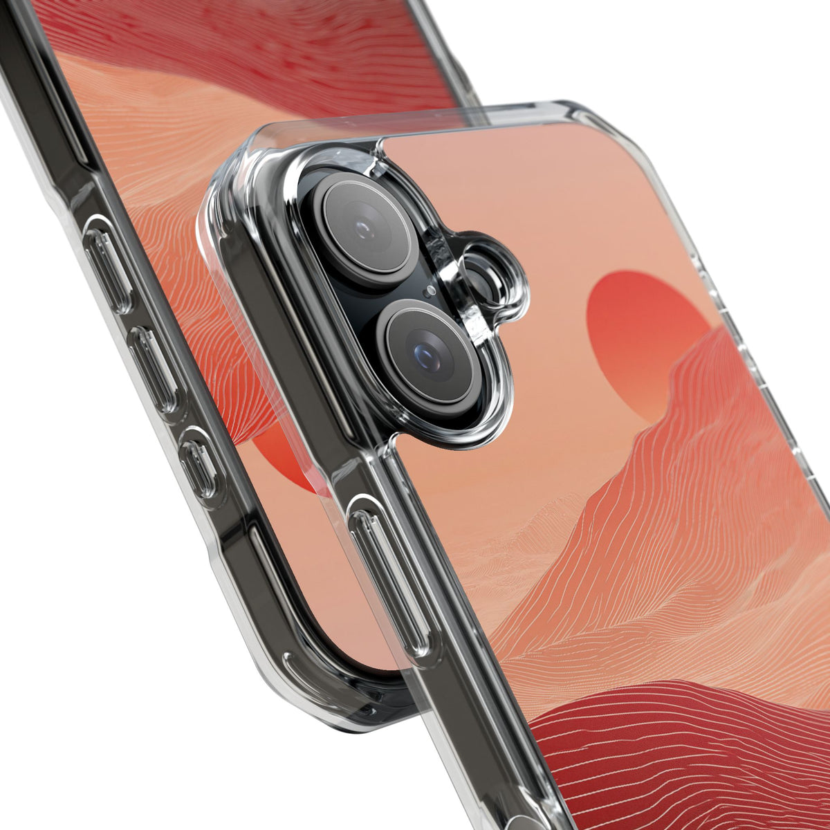 Crimson Dune Horizon · Clear Impact Magnetic Phone Case for iPhone · Red