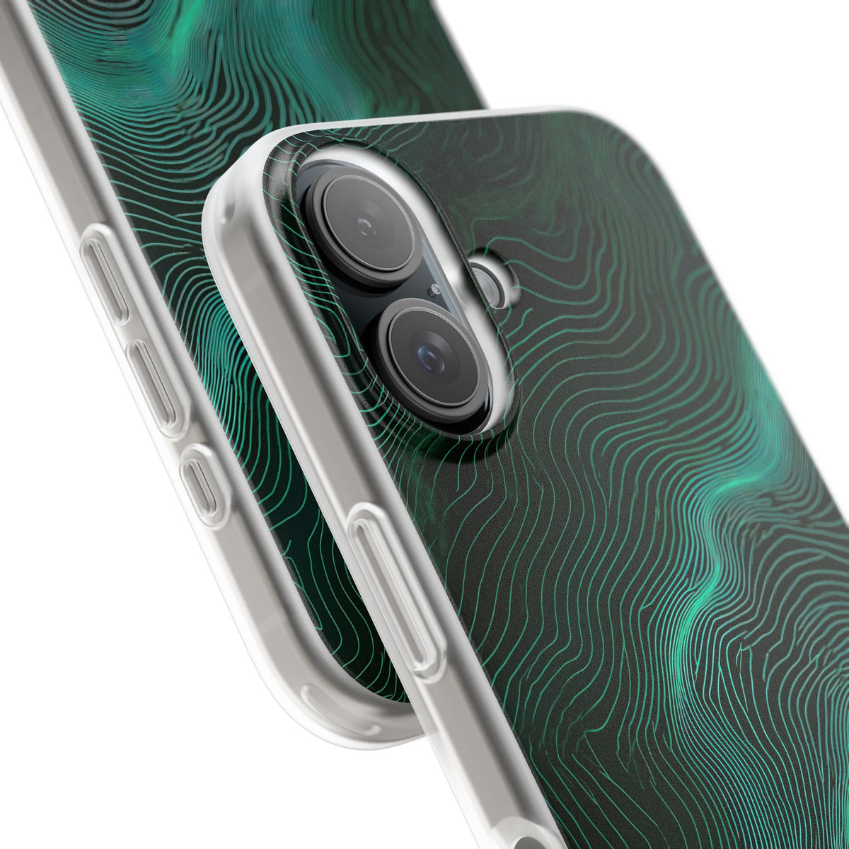 Teal Lite Phone Case for iPhone - Neon Jade Contour