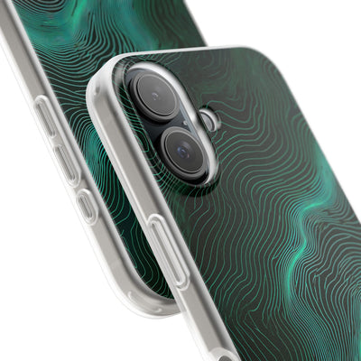 Teal Lite Phone Case for iPhone - Neon Jade Contour