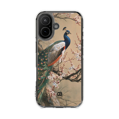 Imperial Peacock Blossom · Clear Impact Magnetic Phone Case for iPhone · Beige