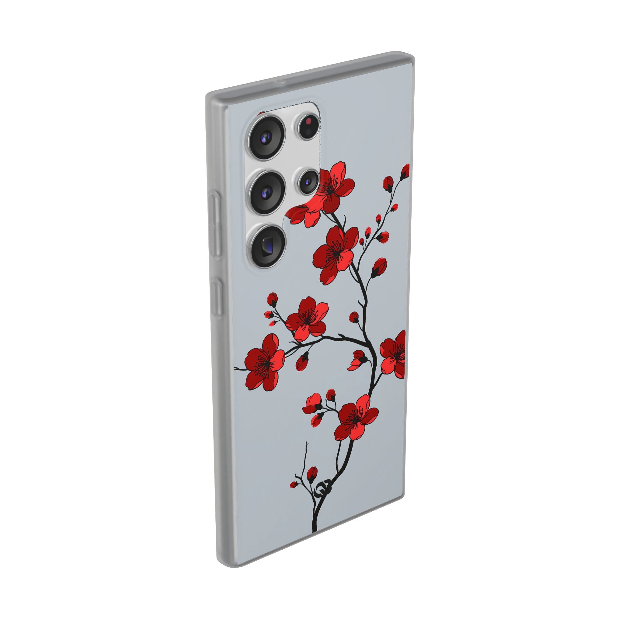 Grey Lite Phone Case for Samsung - Crimson Blossom Onyx