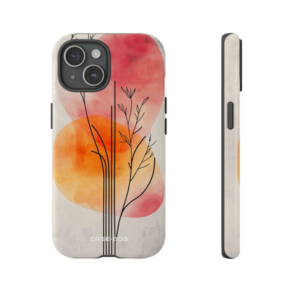 Curved Stem Sunset iPhone 15 Case - Tough