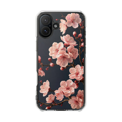 Midnight Sakura Bloom · Clear Impact Magnetic Phone Case for iPhone · Pink