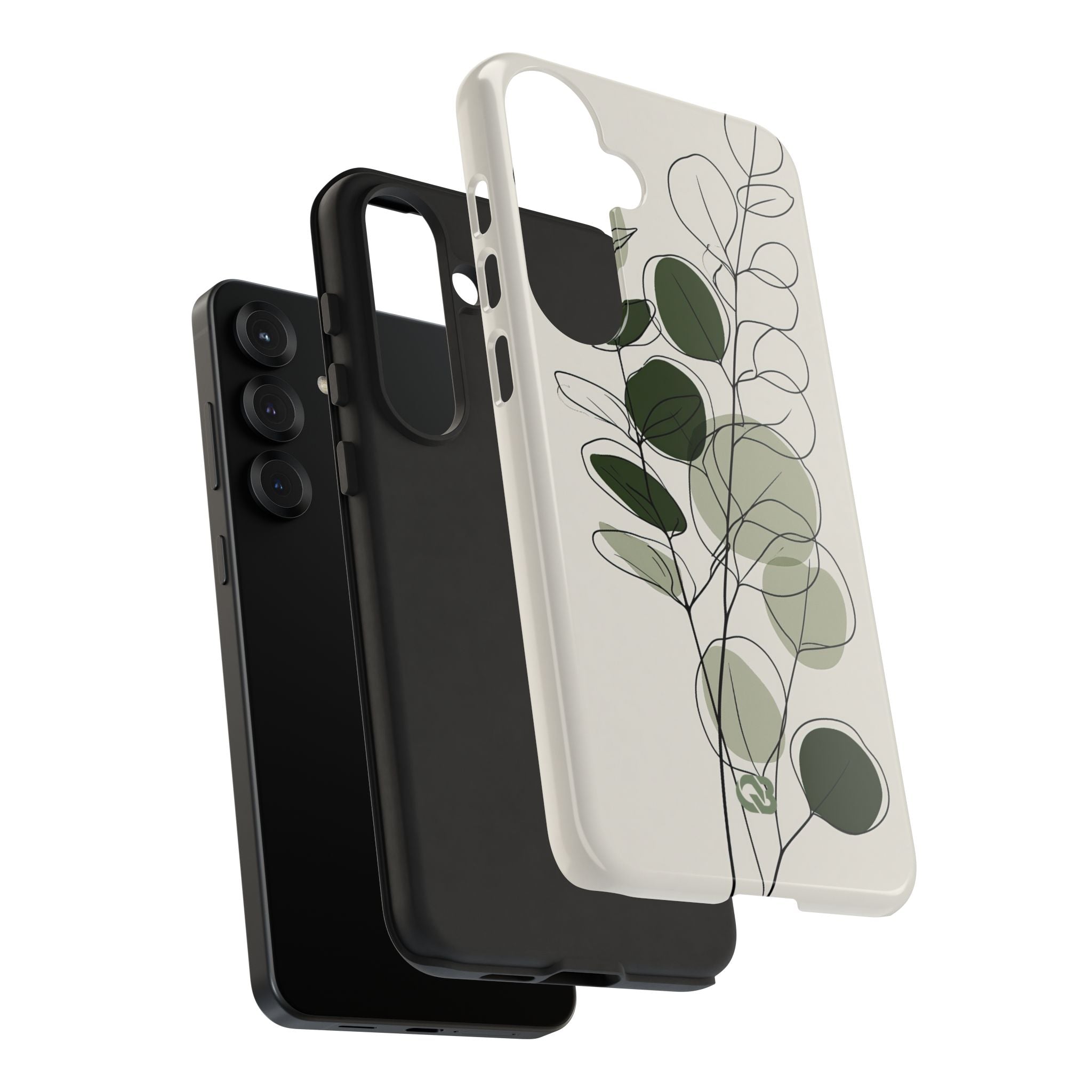 Green Tough Phone Case for Samsung - Muted Eucalyptus Sketch