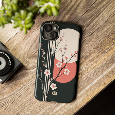 Black Tough Phone Case for iPhone - Kyoto Midnight Blossom