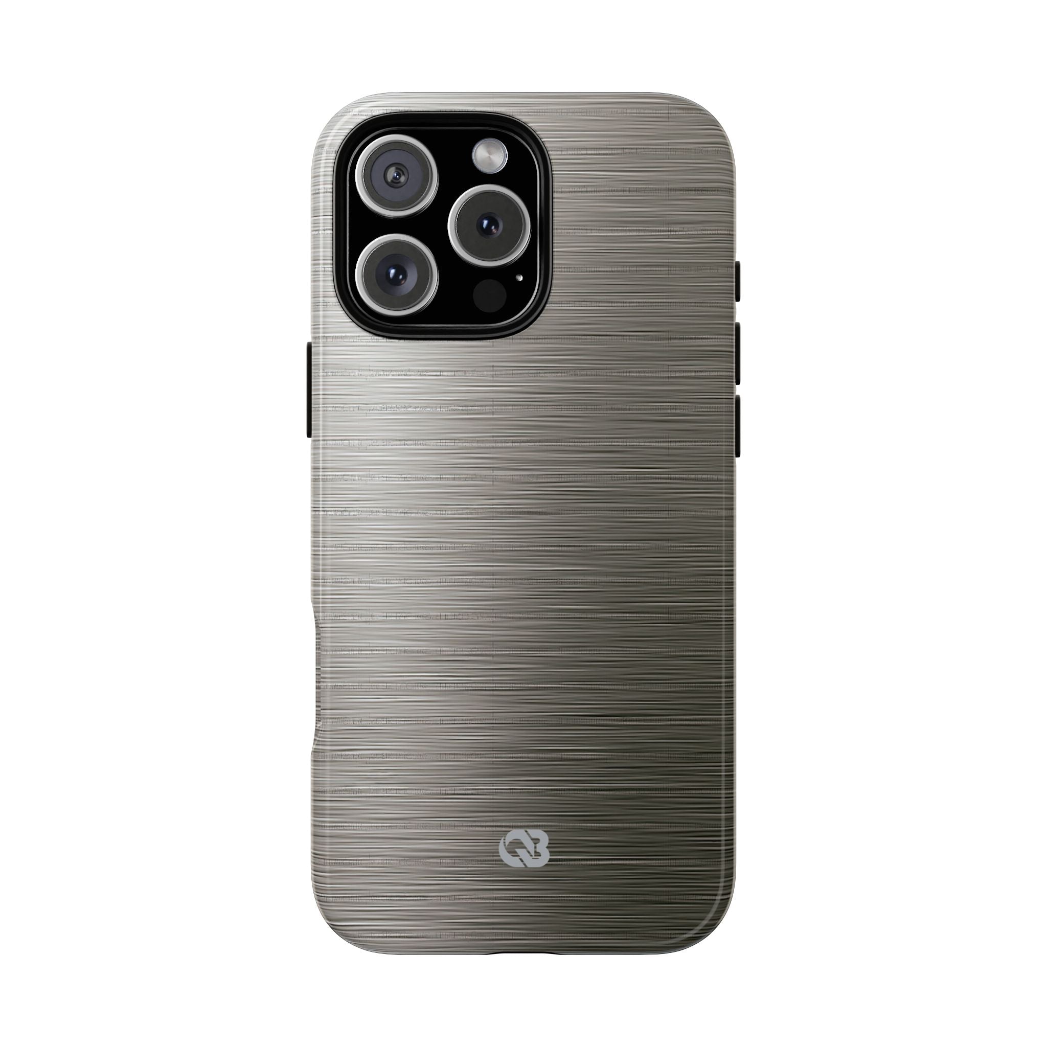 Grey Tough Phone Case for iPhone - Brushed Industrial Steel