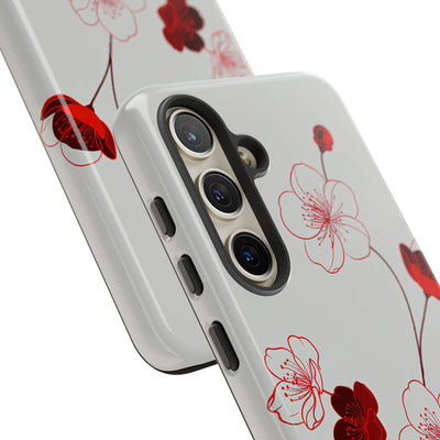 Red Tough Phone Case for Samsung - Kyoto Ember Bloom