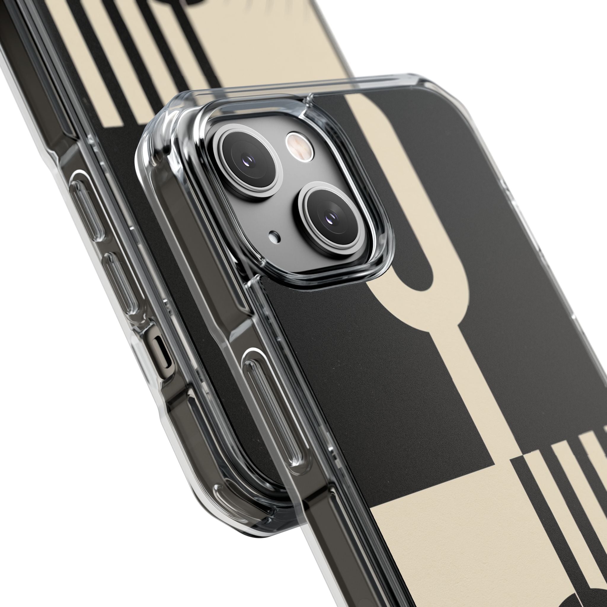 Black Impact MagSafe Phone Case for iPhone - Ivory Signal Grid