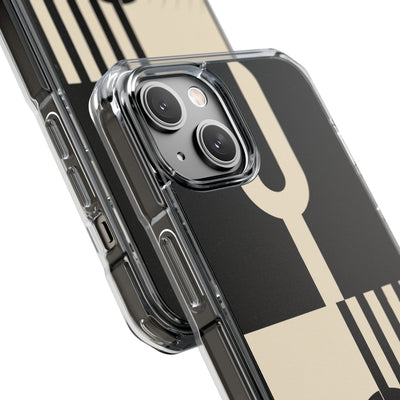 Black Impact MagSafe Phone Case for iPhone - Ivory Signal Grid