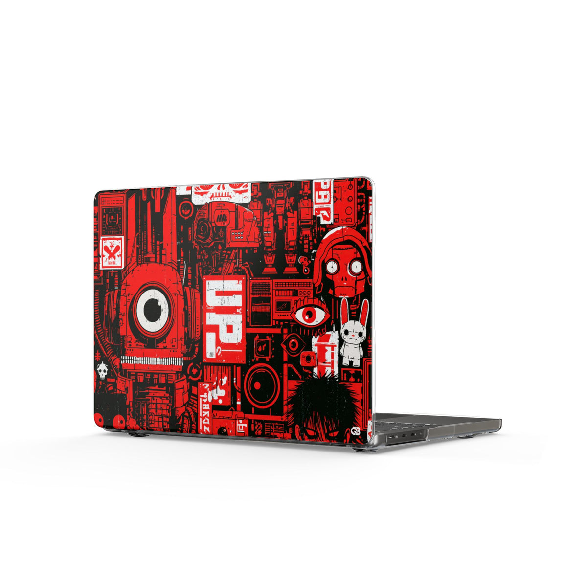 Neo Mecha Collage · Clear Hard Case for MacBook · Red