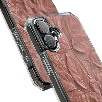Blush Rose Relief · Clear Impact Magnetic Phone Case for iPhone · Pink