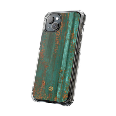 Teal Impact MagSafe Phone Case for iPhone - Verdigris Copper Siding