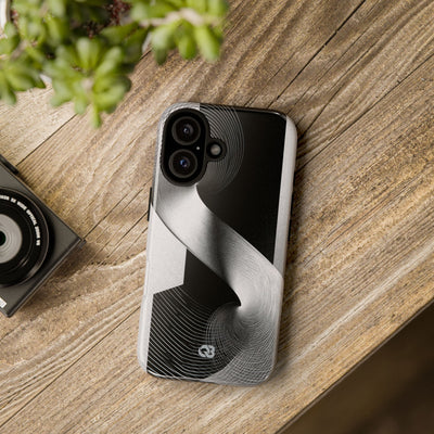 Grey Tough Phone Case for iPhone - Obsidian Moiré Wave