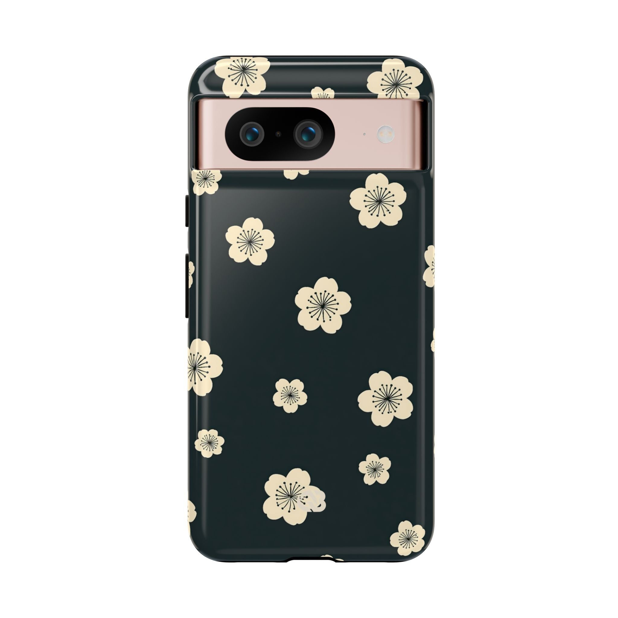 Teal Tough Phone Case for Google Pixel - Obsidian Cream Petals