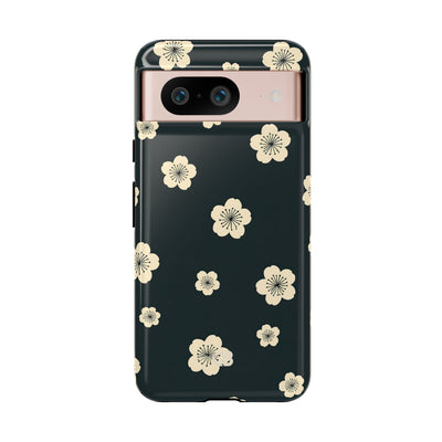 Teal Tough Phone Case for Google Pixel - Obsidian Cream Petals