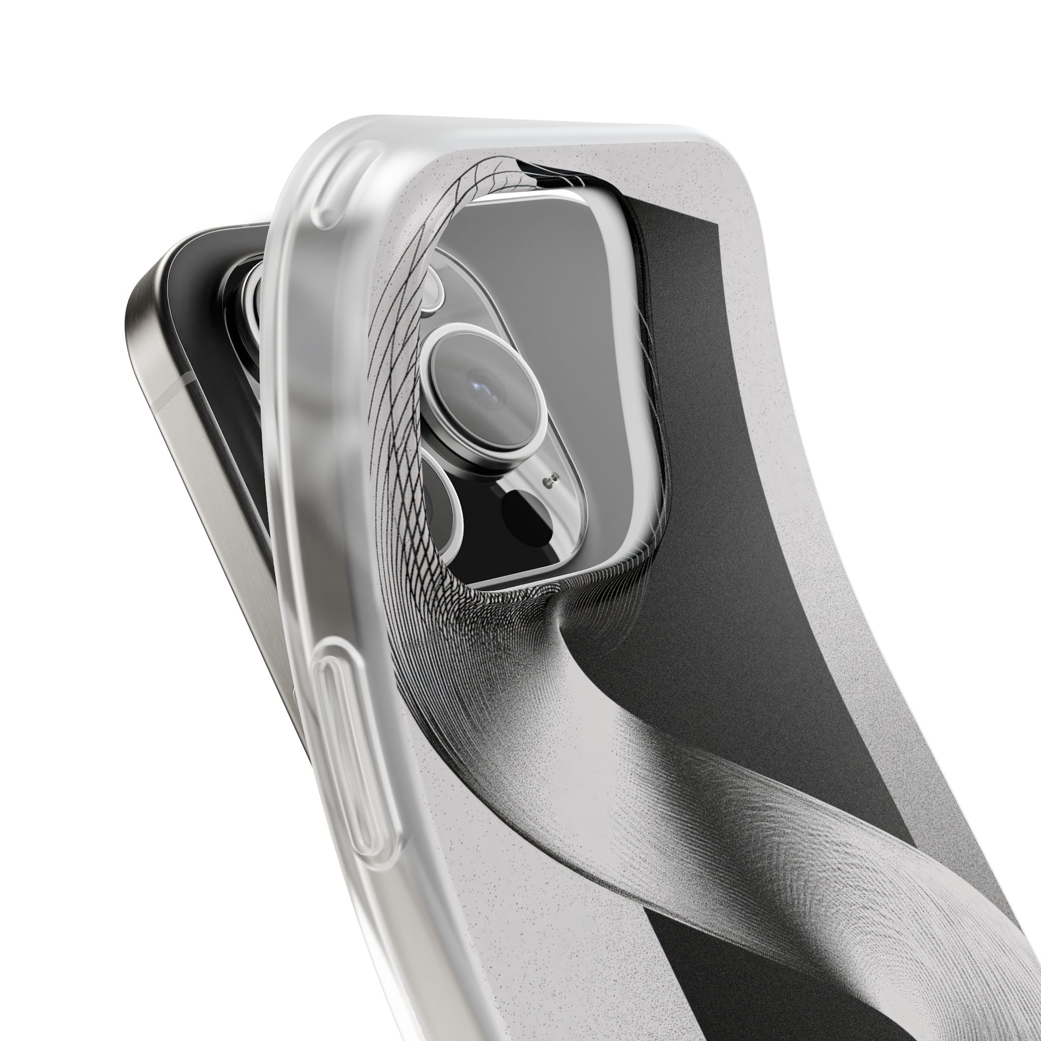 Grey Lite Phone Case for iPhone - Obsidian Moiré Wave