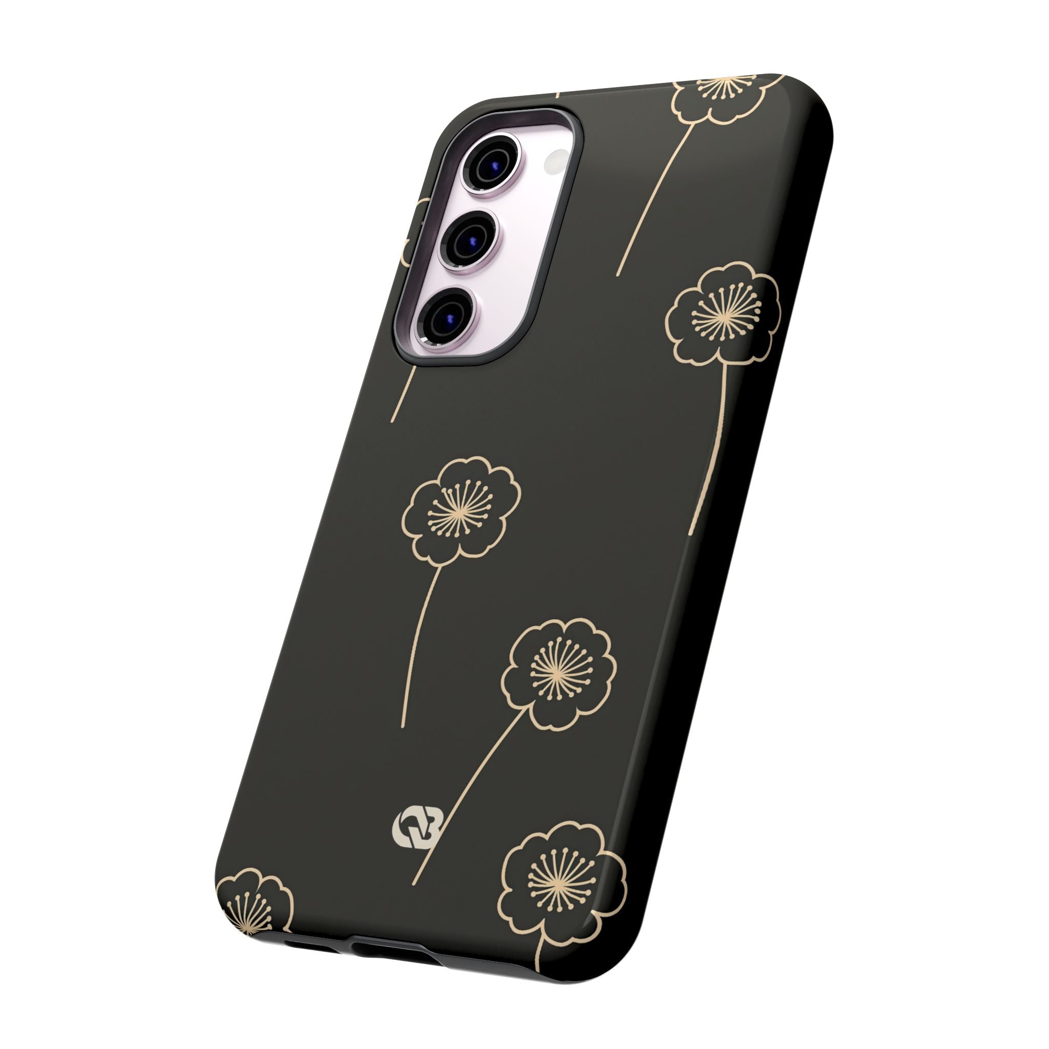 Black Tough Phone Case for Samsung - Obsidian Sand Petals